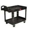 Discount 25.9 in. x 45.2 in. x 32.2 in. 500 lbs. Capacity 2 Lipped Shelves Heavy-Duty Plastic Utility Cart - Black Utility Carts