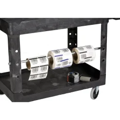 Discount 25.9 in. x 45.2 in. x 32.2 in. 500 lbs. Capacity 2 Lipped Shelves Heavy-Duty Plastic Utility Cart - Black Utility Carts