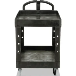Discount 25.9 in. x 45.2 in. x 32.2 in. 500 lbs. Capacity 2 Lipped Shelves Heavy-Duty Plastic Utility Cart - Black Utility Carts