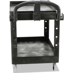 Discount 25.9 in. x 45.2 in. x 32.2 in. 500 lbs. Capacity 2 Lipped Shelves Heavy-Duty Plastic Utility Cart - Black Utility Carts