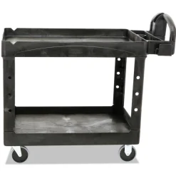 Discount 25.9 in. x 45.2 in. x 32.2 in. 500 lbs. Capacity 2 Lipped Shelves Heavy-Duty Plastic Utility Cart - Black Utility Carts