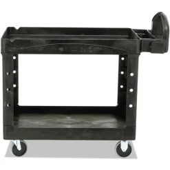 Discount 25.9 in. x 45.2 in. x 32.2 in. 500 lbs. Capacity 2 Lipped Shelves Heavy-Duty Plastic Utility Cart - Black Utility Carts