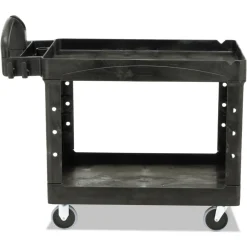 Discount 25.9 in. x 45.2 in. x 32.2 in. 500 lbs. Capacity 2 Lipped Shelves Heavy-Duty Plastic Utility Cart - Black Utility Carts