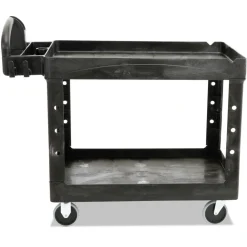 Discount 25.9 in. x 45.2 in. x 32.2 in. 500 lbs. Capacity 2 Lipped Shelves Heavy-Duty Plastic Utility Cart - Black Utility Carts