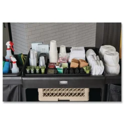 18.75 in. x 3.62 in. 11-Section Amenity Organizer for all Full-Size and Compact Housekeeping Carts - Black Cleaning & Janitorial Supplies