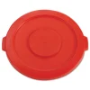 Sale 22.25 in. BRUTE Self-Draining Flat Top Lids for 32 gal. Round BRUTE Containers - Red Trash & Waste Bins