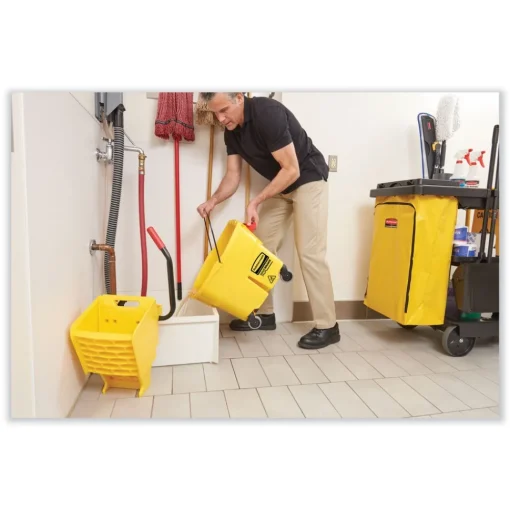 Discount 17.25 in. x 30.5 in. 24 Gallon Zippered Vinyl Cleaning Cart Bag - Yellow Cleaning & Janitorial Supplies