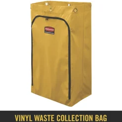 Discount 17.25 in. x 30.5 in. 24 Gallon Zippered Vinyl Cleaning Cart Bag - Yellow Cleaning & Janitorial Supplies