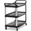 Discount 40.63 in. x 20 in. x 37.81 in. 300 lbs. Capacity 3 Shelves Plastic Xtra Utility Cart with Open Sides - Black Utility Carts