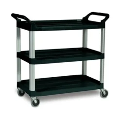 Discount 40.63 in. x 20 in. x 37.81 in. 300 lbs. Capacity 3 Shelves Plastic Xtra Utility Cart with Open Sides - Black Utility Carts