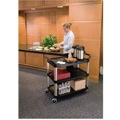 Discount 40.63 in. x 20 in. x 37.81 in. 300 lbs. Capacity 3 Shelves Plastic Xtra Utility Cart with Open Sides - Black Utility Carts