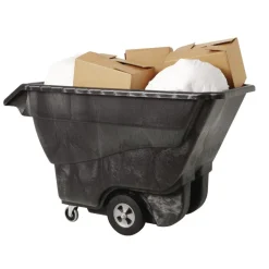 New 1250 lbs. Capacity Rectangular Structural Foam Tilt Truck - Black Trash & Waste Bins