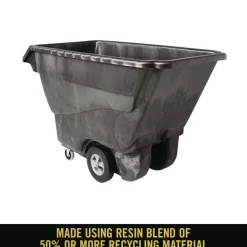 New 1250 lbs. Capacity Rectangular Structural Foam Tilt Truck - Black Trash & Waste Bins