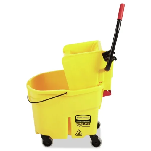 Hot 35 qt. WaveBrake 2.0 Side-Press Plastic Bucket/Wringer Combos - Yellow Cleaning & Janitorial Supplies
