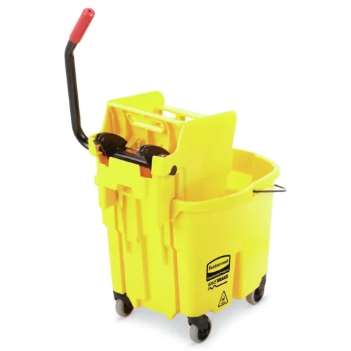 Hot 35 qt. WaveBrake 2.0 Side-Press Plastic Bucket/Wringer Combos - Yellow Cleaning & Janitorial Supplies