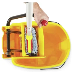 Hot 35 qt. WaveBrake 2.0 Side-Press Plastic Bucket/Wringer Combos - Yellow Cleaning & Janitorial Supplies