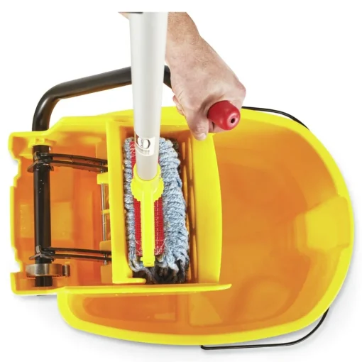 Hot 35 qt. WaveBrake 2.0 Side-Press Plastic Bucket/Wringer Combos - Yellow Cleaning & Janitorial Supplies