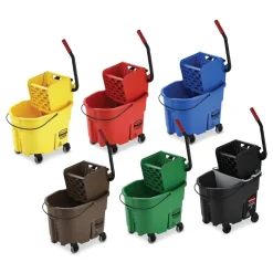 Hot 35 qt. WaveBrake 2.0 Down-Press Plastic Bucket/Wringer Combos - Brown Cleaning & Janitorial Supplies