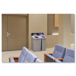 Hot 2171554 Slim Jim 33 gal 1-Stream Landfill Resin Recycling Station - Gray Trash & Waste Bins