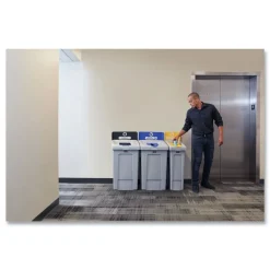 Hot 2171554 Slim Jim 33 gal 1-Stream Landfill Resin Recycling Station - Gray Trash & Waste Bins