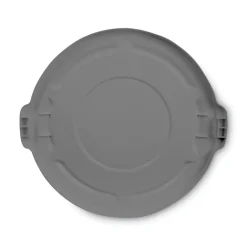 Online BRUTE 26.75 in. Self-Draining Flat Top Lids for 55-Gallon Round Containers - Gray Trash & Waste Bins