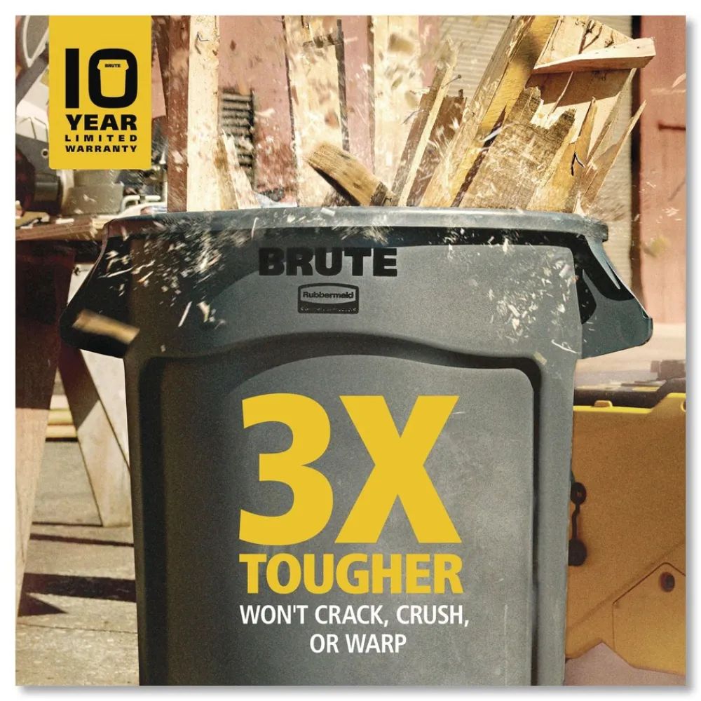 Brute 32 gal Resin Container - Round Orange Trash & Waste Bins