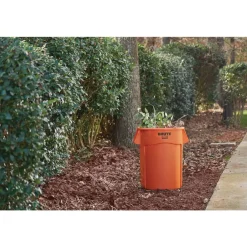 Brute 32 gal Resin Container - Round Orange Trash & Waste Bins