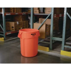 Brute 32 gal Resin Container - Round Orange Trash & Waste Bins