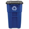 Outlet Brute 50-Gallon Square Recycling Rollout Container - Blue Trash & Waste Bins