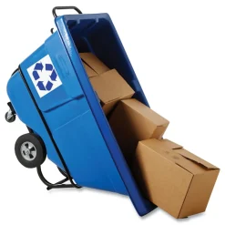 Hot BRUTE 1,250 lb Capacity 1 cu. Yd. Plastic/Steel Frame Rotomolded Recycling Tilt Truck - Blue Trash & Waste Bins