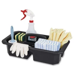 Clearance Cleaning Caddy Compatible with Full-Size and Compact Housekeeping Carts - Black (6/Carton) Cleaning & Janitorial Supplies