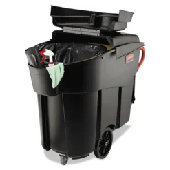 Executive Series Mega Brute 120 Gallon Plastic Rectangular Mobile Container - Black Trash & Waste Bins