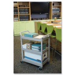 Outlet FG342488OWHT 200 lbs. Capacity 3 Shelf Service Cart - Off White Utility Carts