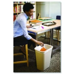 10.25-Gallon Rectangular Deskside Wastebasket - Beige Trash & Waste Bins