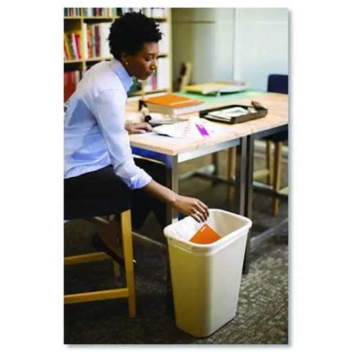 10.25-Gallon Rectangular Deskside Wastebasket - Beige Trash & Waste Bins
