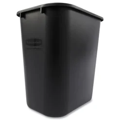 New 7-Gallon Rectangular Deskside Wastebasket - Black Trash & Waste Bins
