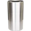 35-Gallon Open Top Round Indoor Receptacle with Liner - Satin Aluminum Trash & Waste Bins
