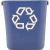 Clearance 13.63-Quart Rectangular Deskside Recycling Container - Small, Blue Trash & Waste Bins