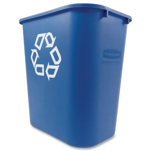 Clearance 28.13-Quart Rectangular Deskside Recycling Container - Medium, Blue Trash & Waste Bins