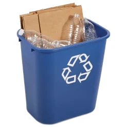 Clearance 28.13-Quart Rectangular Deskside Recycling Container - Medium, Blue Trash & Waste Bins