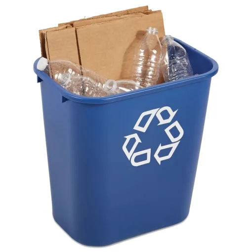 Clearance 28.13-Quart Rectangular Deskside Recycling Container - Medium, Blue Trash & Waste Bins