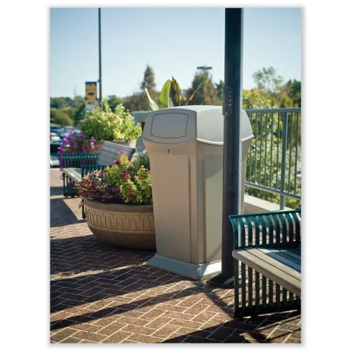 Hot Ranger 35-Gallon Fire-Safe Structural Foam Container - Beige Trash & Waste Bins