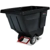 Rotomolded Plastic Rectangular 850 lbs. Capacity Tilt Truck - Black Trash & Waste Bins