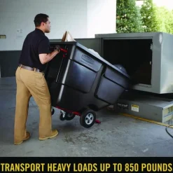 Rotomolded Plastic Rectangular 850 lbs. Capacity Tilt Truck - Black Trash & Waste Bins