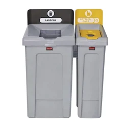 New Slim Jim Recycling Station Kit 1-Stream Bottles and Cans 23 gal Plastic Yellow/Gray Trash & Waste Bins