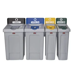 New Slim Jim Recycling Station Kit 1-Stream Bottles and Cans 23 gal Plastic Yellow/Gray Trash & Waste Bins