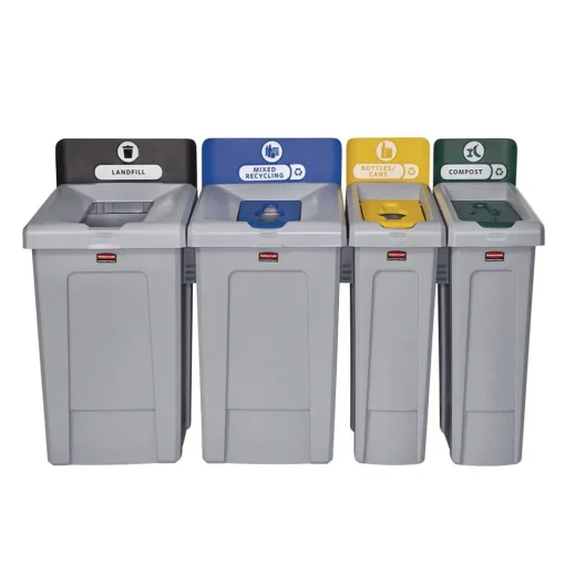 New Slim Jim Recycling Station Kit 1-Stream Bottles and Cans 23 gal Plastic Yellow/Gray Trash & Waste Bins