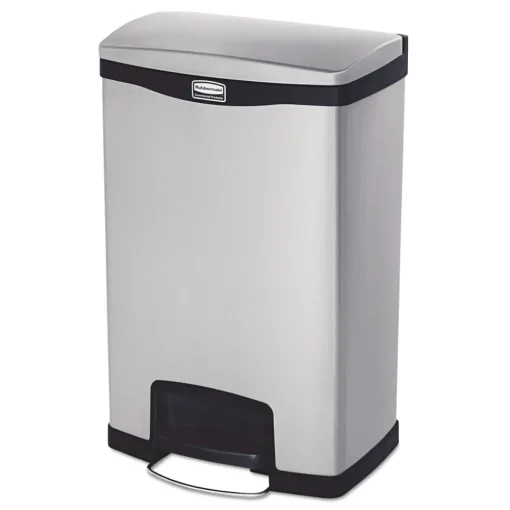 Online Slim Jim 13-Gallon Front Step Style Stainless Steel Step-On Container - Black Trash & Waste Bins