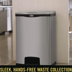 Online Slim Jim 24-Gallon Front Step Style Stainless Steel Step-On Container - Black Trash & Waste Bins