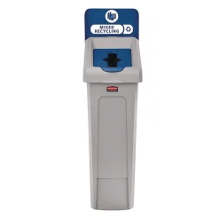 New Slim Jim Recycling Station Kit 1-Stream Mixed Recycling 23 gal Plastic Gray/Blue Trash & Waste Bins